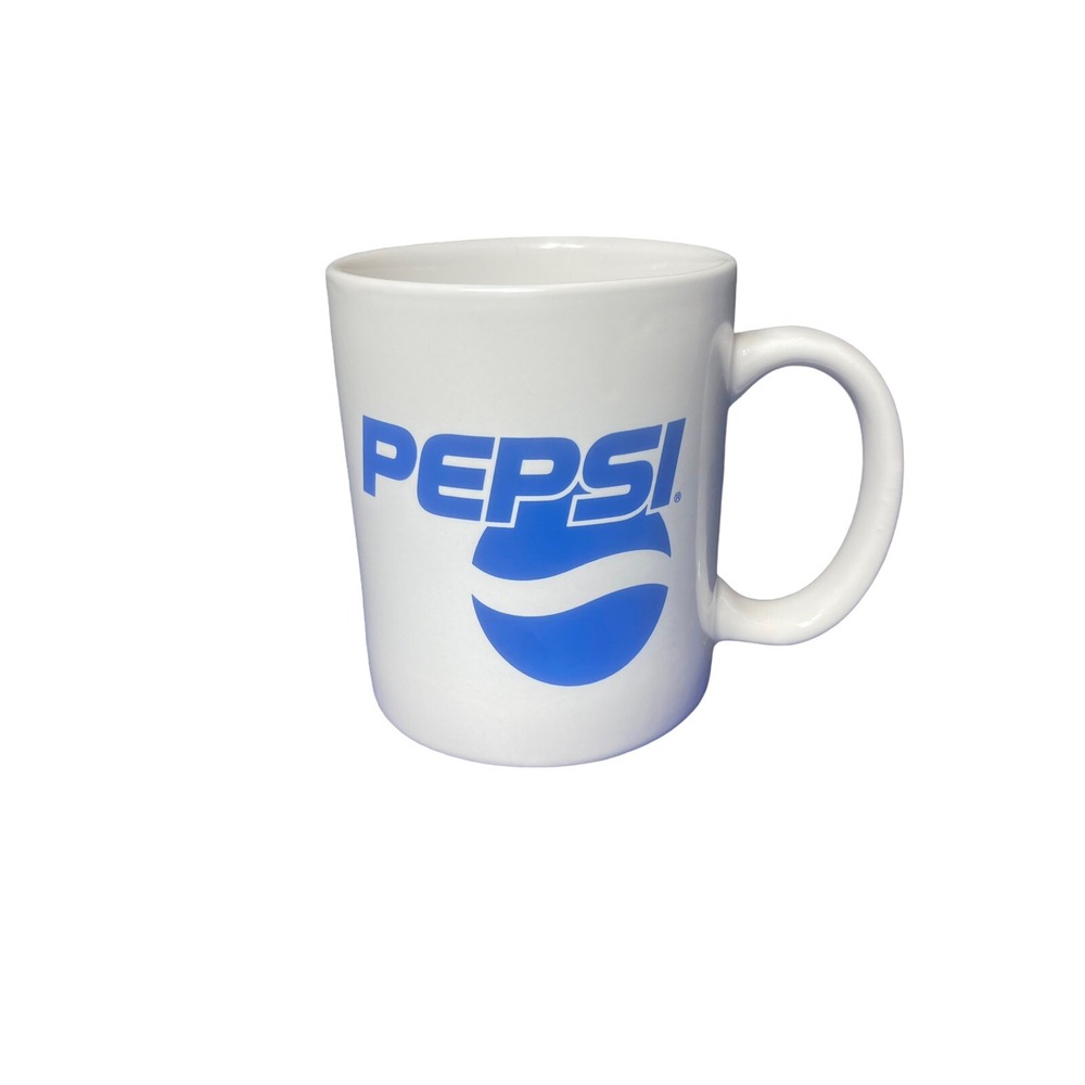 Vintage Pepsi-Cola Pepsi Logo White Ceramic Coffee Mug Cup Used VERY RARE 90s